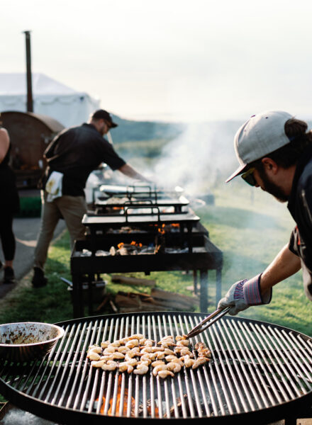 Chef Gilbert grilling shrimp. Photo by Julia Luckett
