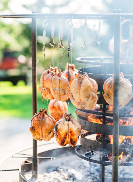 Hanging chickens. Photo by Isora Lithgow.
