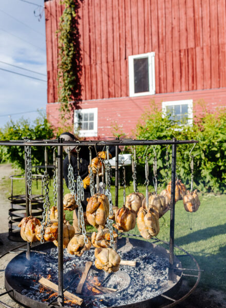 Hanging chickens. Photo by Sarah Peet.