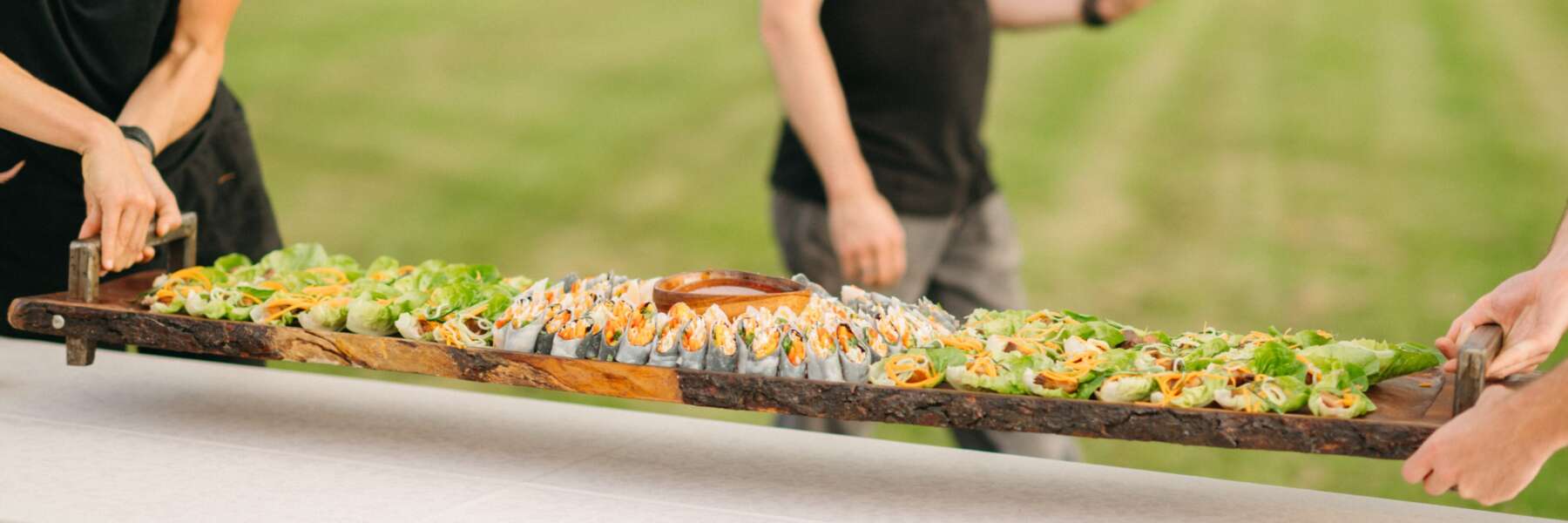 Grilling chicken on swords