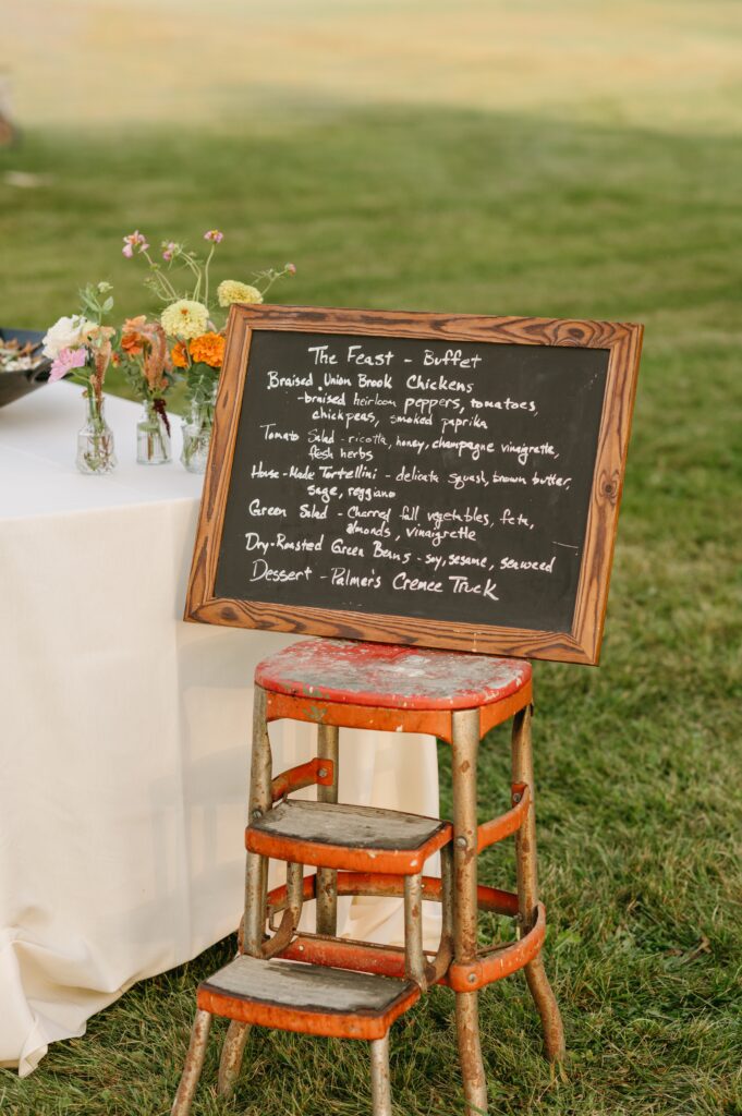 Vermont wedding buffet. Photo by Lavender Lullabies.